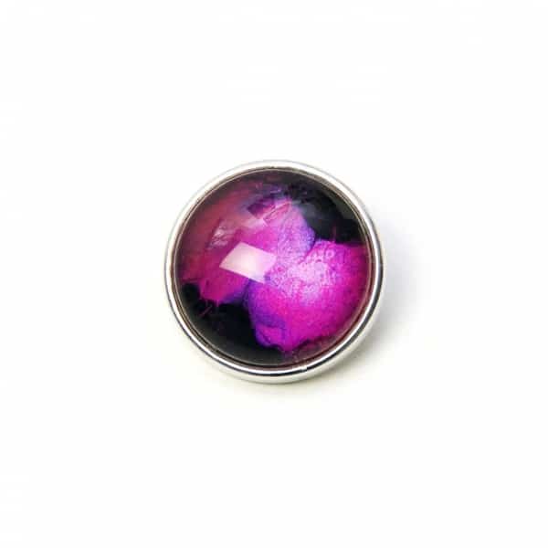 Druckknopf handbemalt schwarz rosa schimmernd für Druckknopfschmuck Druckknopf handbemalt schwarz rosa schimmernd für Druckknopfschmuck