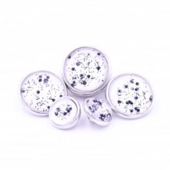 Druckknopf handbemalt in weiß mit schwarzen Punkten für Druckknopfschmuck Druckknopf handbemalt in weiß mit schwarzen Punkten für Druckknopfschmuck
