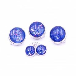 Druckknopf handbemalt in blau mit pinken und türkisem Glitzer für Druckknopfschmuck Druckknopf handbemalt in blau mit pinken und türkisem Glitzer für Druckknopfschmuck