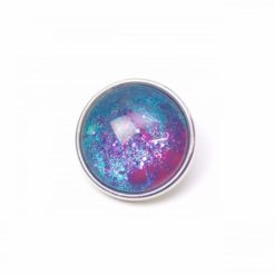 Druckknopf handbemalt in türkis rosa violett mit Glitzer für Druckknopfschmuck