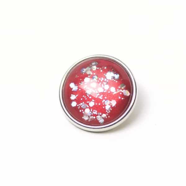 Druckknopf handbemalt rot mit silber Glitzer für Druckknopfschmuck Druckknopf handbemalt rot mit silber Glitzer für Druckknopfschmuck