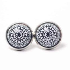 Mosaik Mandala Ohrstecker Clipse Ohrhänger in Weiß Schwarz 12mm Mosaik Mandala Ohrstecker Clipse Ohrhänger in Weiß Schwarz 12mm