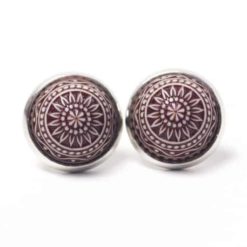 Mosaik Mandala Ohrstecker Clipse Ohrhänger in Braun 12mm