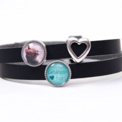 Personalisiertes Lederarmband mit Wunschtext und Foto Schiebeperlen - personalisiert - Just Trisha