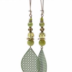 Lange olive grüne Boho Ohrringe