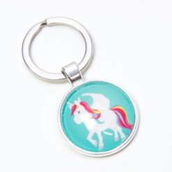 Schlüsselanhänger Regenbogen Einhorn in Weiß