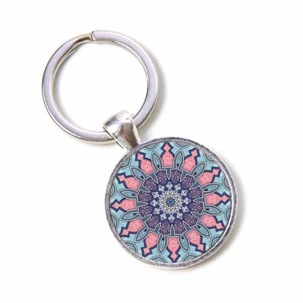 Schlüsselanhänger Mandala Mosaik rosa und hellblau Schlüsselanhänger Mandala Mosaik rosa und hellblau