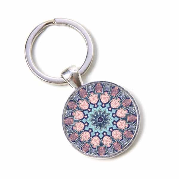 Schlüsselanhänger Mandala Mosaik rosa, blau und türkis Schlüsselanhänger Mandala Mosaik rosa, blau und türkis