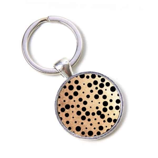 Schlüsselanhänger gold mit schwarzen Punkten Tupfen Polkadots Schlüsselanhänger gold mit schwarzen Punkten Tupfen Polkadots