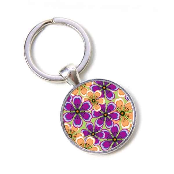 Schlüsselanhänger violette orange Blumen Schlüsselanhänger violette orange Blumen