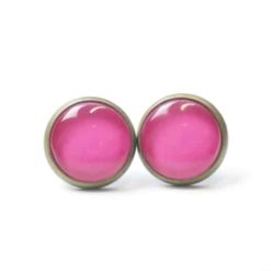 Ohrstecker, Ohrhänger, Clipse & Druckknopf – handbemalt fuchsia flash rosarot – Schmuck aus Edelstahl