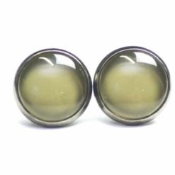 Ohrstecker, Ohrhänger, Clipse & Druckknopf – handbemalt Olive grün – Schmuck aus Edelstahl