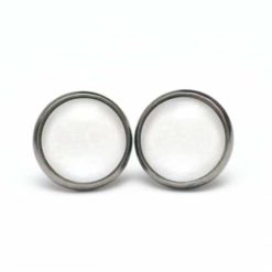 Ohrstecker, Ohrhänger, Clipse & Druckknopf – handbemalt Schnee weiß – Schmuck aus Edelstahl