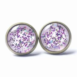 Ohrstecker, Ohrhänger, Clipse & Druckknopf – handbemalt Konfetti Regen rosa violett – Schmuck aus Edelstahl