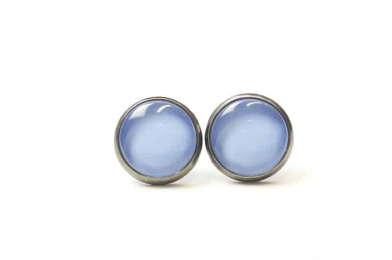 Ohrstecker, Ohrhänger, Clipse & Druckknopf – handbemalt jeansblau – Schmuck aus Edelstahl Ohrstecker, Ohrhänger, Clipse & Druckknopf – handbemalt jeansblau – Schmuck aus Edelstahl