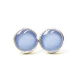 Ohrstecker, Ohrhänger, Clipse & Druckknopf – handbemalt jeansblau – Schmuck aus Edelstahl Ohrstecker, Ohrhänger, Clipse & Druckknopf – handbemalt jeansblau – Schmuck aus Edelstahl
