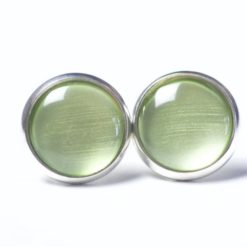 Ohrstecker, Ohrhänger, Clipse & Druckknopf – handbemalt metallic Matcha grün – Schmuck aus Edelstahl