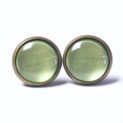 Ohrstecker, Ohrhänger, Clipse & Druckknopf – handbemalt metallic Matcha grün – Schmuck aus Edelstahl