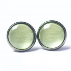 Ohrstecker, Ohrhänger, Clipse & Druckknopf – handbemalt metallic Matcha grün – Schmuck aus Edelstahl