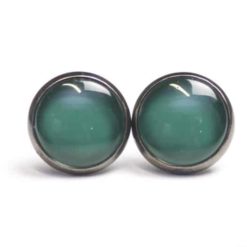 Ohrstecker, Ohrhänger, Clipse & Druckknopf – handbemalt Tannengrün – Schmuck aus Edelstahl Ohrstecker, Ohrhänger, Clipse & Druckknopf – handbemalt Tannengrün – Schmuck aus Edelstahl