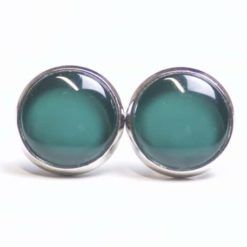 Ohrstecker, Ohrhänger, Clipse & Druckknopf – handbemalt Tannengrün – Schmuck aus Edelstahl