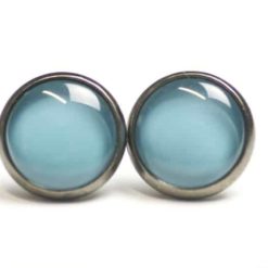 Ohrstecker, Ohrhänger, Clipse & Druckknopf – handbemalt Aquamarin blau – Schmuck aus Edelstahl