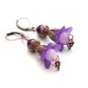 Vintage Ohrhänger violette Tulpen Blumen mit Jade Perlen