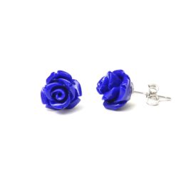 Dunkelblaue Rosen Ohrstecker - 10mm - Edelstahl