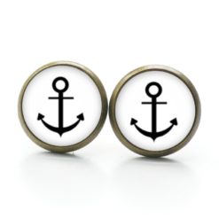 Druckknopf Ohrstecker Ohrhänger Clips schwarzer Anker