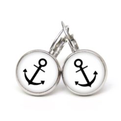 Druckknopf Ohrstecker Ohrhänger Clips schwarzer Anker