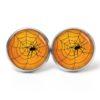 Druckknopf Ohrstecker Ohrhänger Clipse Halloween Spinne mit Spinnennetz