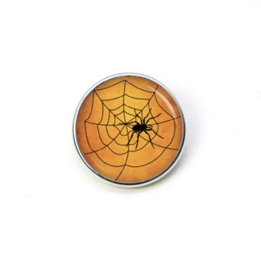 Druckknopf Ohrstecker Ohrhänger Clipse Halloween Spinne mit Spinnennetz