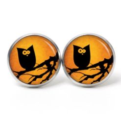 Druckknopf Ohrstecker Ohrhänger Clipse Halloween verrückte Eule