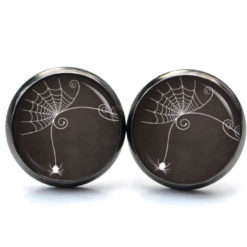 Druckknopf Ohrstecker Ohrhänger Clipse Halloween elegantes Spinnennetz mit Spinne
