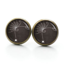 Druckknopf Ohrstecker Ohrhänger Clipse Halloween elegantes Spinnennetz mit Spinne