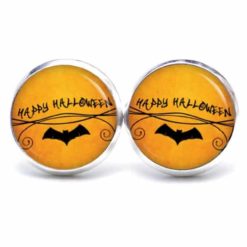 Druckknopf Ohrstecker Ohrhänger Happy Halloween mit Fledermaus