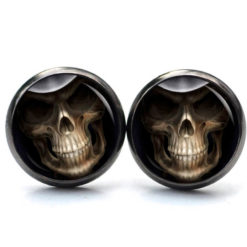 Druckknopf Ohrstecker Ohrhänger Clipse Halloween Totenkopf