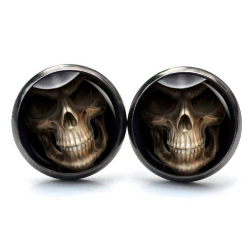 Druckknopf Ohrstecker Ohrhänger Clipse Halloween Totenkopf