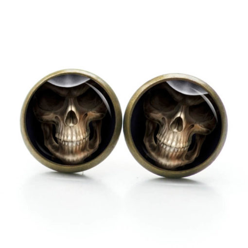 Druckknopf Ohrstecker Ohrhänger Clipse Halloween Totenkopf