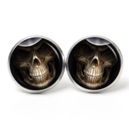 Druckknopf Ohrstecker Ohrhänger Clipse Halloween Totenkopf