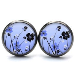 Druckknopf Ohrstecker Ohrhänger Clipse zart blaue Blumenwiese