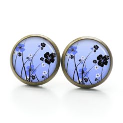 Druckknopf Ohrstecker Ohrhänger Clipse zart blaue Blumenwiese