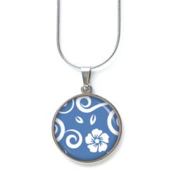 Kette blau weiße Blumenranken