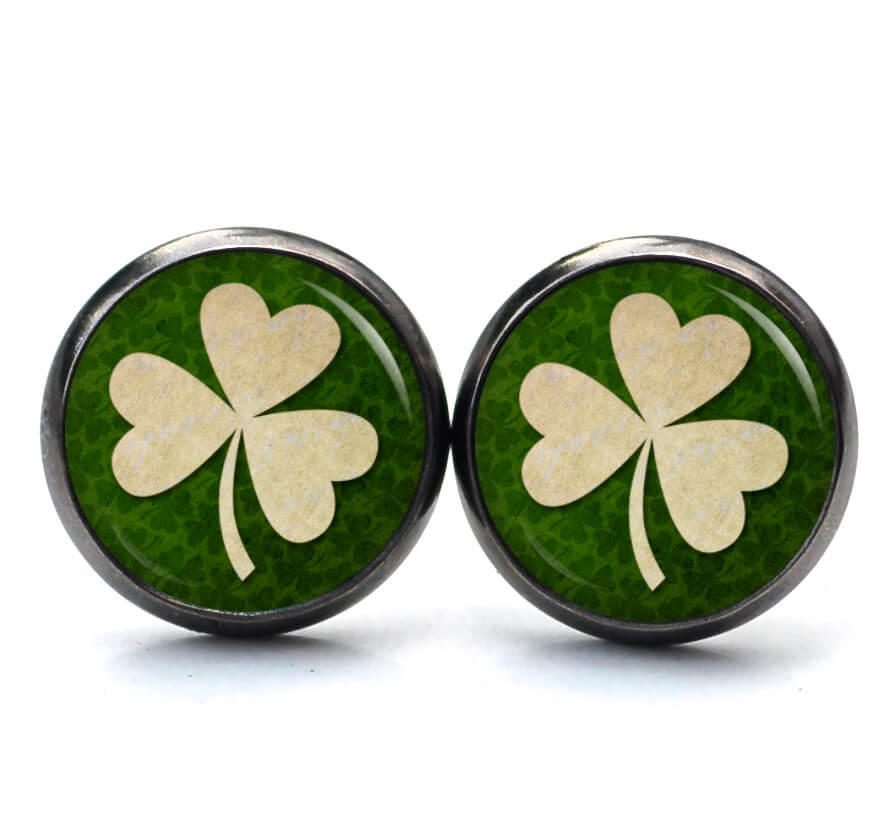 Ohrstecker, Ohrhänger, Clipse & Druckknopf – Motiv Kleeblatt Glücksbringer – Schmuck aus Edelstahl Ohrstecker, Ohrhänger, Clipse & Druckknopf – Motiv Kleeblatt Glücksbringer – Schmuck aus Edelstahl