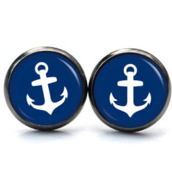Ohrstecker · Ohrhänger · Clipse – blauer Anker – Edelstahl