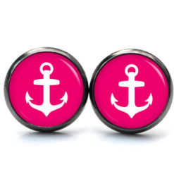 Ohrstecker · Ohrhänger · Clipse – pinker Anker – Edelstahl