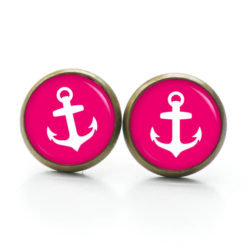 Ohrstecker · Ohrhänger · Clipse – pinker Anker – Edelstahl