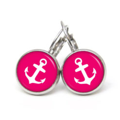 Ohrstecker · Ohrhänger · Clipse – pinker Anker – Edelstahl