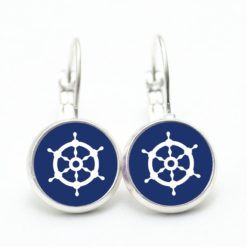 Druckknopf / Ohrstecker / Ohrhänger blaues Steuerrad
