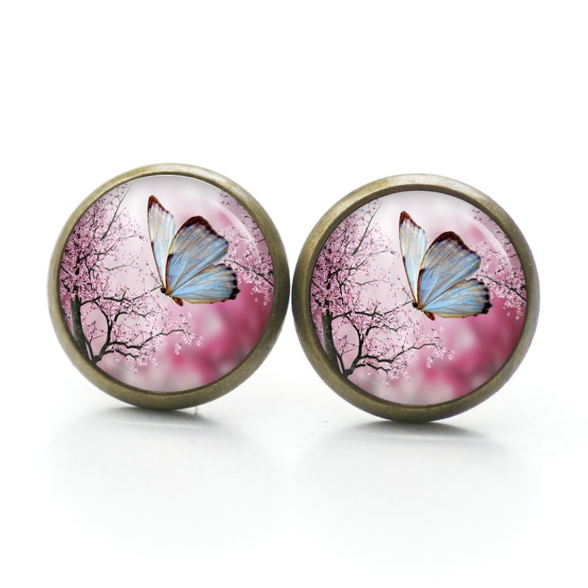 Ohrstecker, Ohrhänger, Clipse & Druckknopf – Motiv hellblauer Schmetterling – Schmuck aus Edelstahl Ohrstecker, Ohrhänger, Clipse & Druckknopf – Motiv hellblauer Schmetterling – Schmuck aus Edelstahl